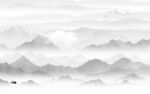 高档灰色背景山水 tif分层