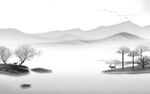 电视灰色山水背景 tif分层