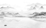 大气灰色山水背景 tif分层
