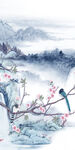 花鸟简约山水玄关 tif分层