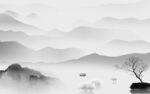 新 中式灰色山水 分层TIF