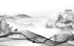 现代 意境灰色山水 文件分层 