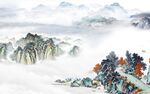 国画客厅背景山水 tif分层