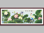 荷花花鸟国画