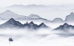 蓝色电视客厅山水 TIF分层