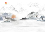 晶瓷画抽象水墨山水风景画