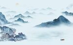 水墨意境山水背景 TIF分层