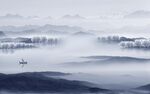 蓝色 简约背景山水 TIF分层