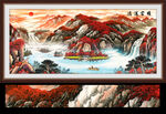 富水长流国画山水画