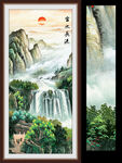 富水长流国画山水玄关画
