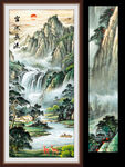 聚宝盆国画山水玄关画