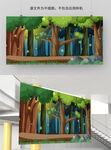 森林插画海报背景