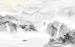 高山流水新中式电视背景墙