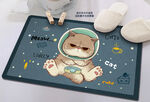 可爱萌宠猫咪星星蓝色地垫脚垫