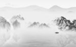 中国风背景灰色山水 tif分层
