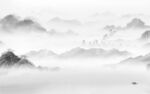 简约背景中式山水 tif分层