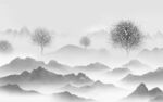 客厅背景中式山水 tif分层