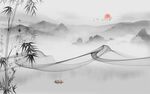 新中式客厅意境山水 tif分层