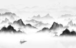 新款客厅灰色山水 tif分层