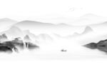 爆款客厅灰色山水 tif分层