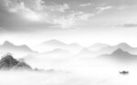 中式客厅灰色山水 tif分层