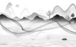 线条 灰色山水墙画 TIF分层