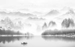 电视客厅灰色山水 TIF分层