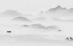 现代 灰色背景山水 tif分层
