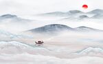 现代客厅山水墙画 TIF分层