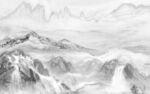 石纹别墅墙画山水 TIF分层