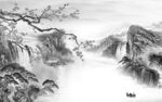 简约别墅墙画山水 TIF分层