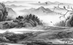 简约 现代背景山水 tif分层