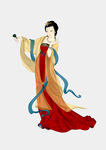 酒杯古代仕女图国画线描 绘