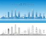 深圳地标建筑广东深圳城市剪影