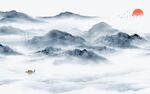中国风客厅背景山水 TIF分层
