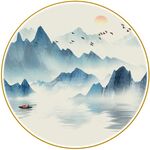 中式山水花鸟梅花装饰画图片