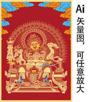 黄财神矢量唐卡