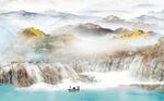 高山流水新中式客厅电视背景墙