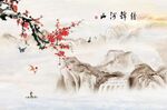 瀑布山水锦绣河山背景墙