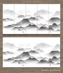 抽象水墨山水画