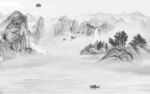 中式最新山水墙画 tif分层