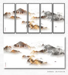 抽象山水水墨画