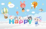 卡通小猫儿童房背景墙 图片