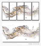 水彩晕染水墨山水画