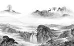 热卖 电视墙画山水 TIF分层