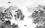 简约电视墙画山水 TIF分层
