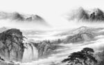 高清 电视墙画山水 TIF分层