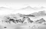 灰色背景墙山水图 TIF分层
