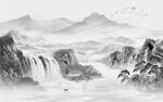 中国风灰色新山水画 TIF分层