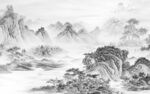 大气灰色新山水画 TIF分层